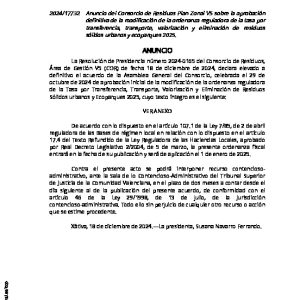PUBLICACIÓ BOP ORDENANÇA FISCAL REGULADORA DE LA TAXA 2025