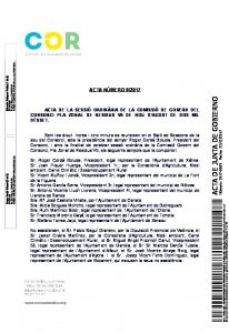 Acta de la Comissió de Govern del COR