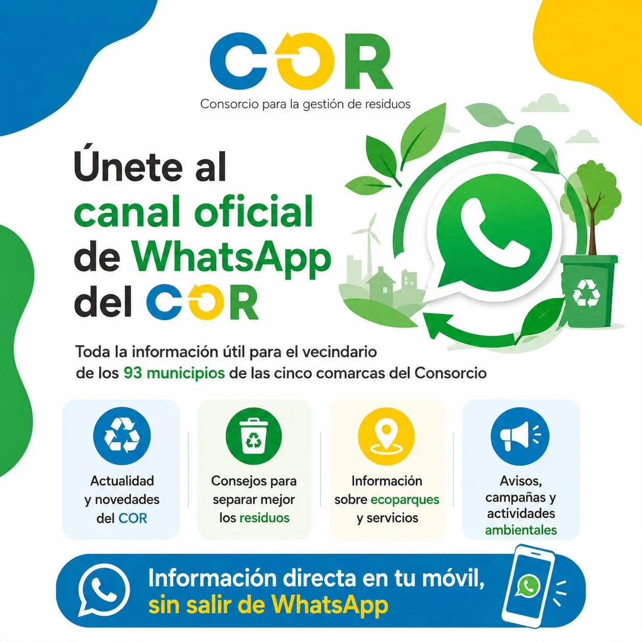 Únete al canal oficial de WhatApp del COR
